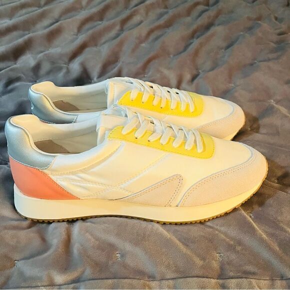 MATISSE Colorblock Suede Farrah Lace Up Low Top Trainers Sneakers White 9M - Picture 6 of 11